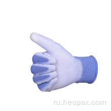 Hespax дышащая перчатка En388 Blue Polyester Pu с покрытием